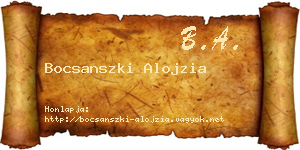 Bocsanszki Alojzia névjegykártya